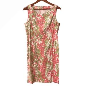 Talbots Floral Green and Pink Sleeveless Sheath Dress - Size 10